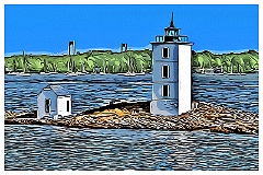 Dutch Island Lighthouse Tower - Digital Painting